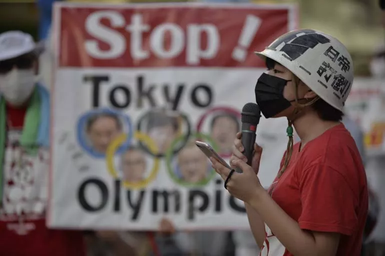 Tokyo'da olimpiyat protestosu