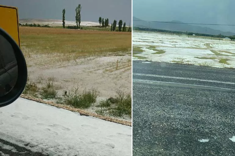 Van Erciş'te temmuz ayında kar yağdı