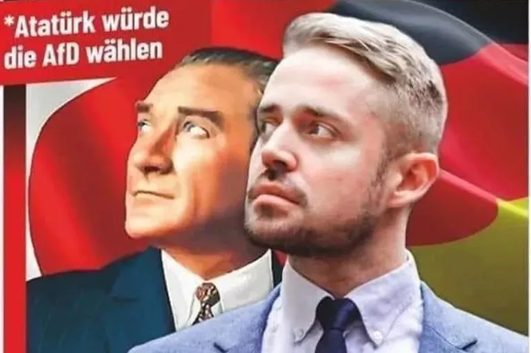 Almanya'da ırkçı partiden skandal afiş! Atatürk'e saygısızlık yaptılar