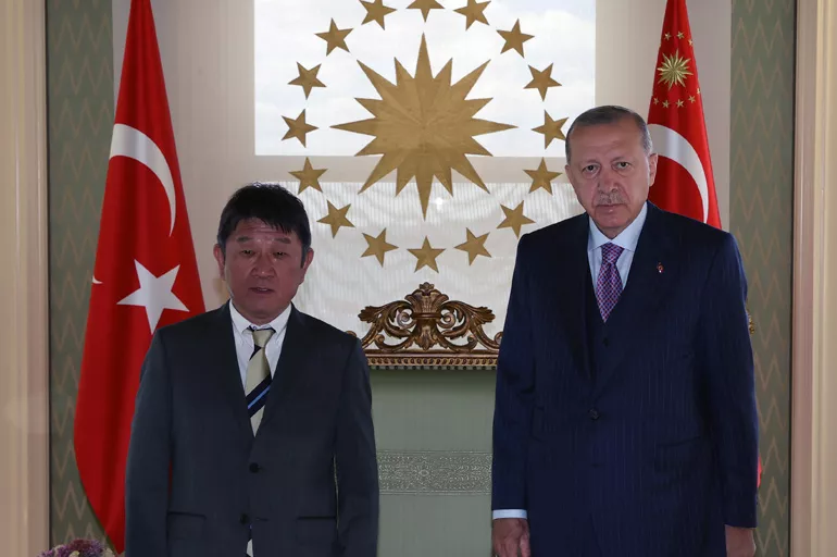 Cumhurbaşkanı Erdoğan, Japonya Dışişleri Bakanı Motegi'yi kabul etti