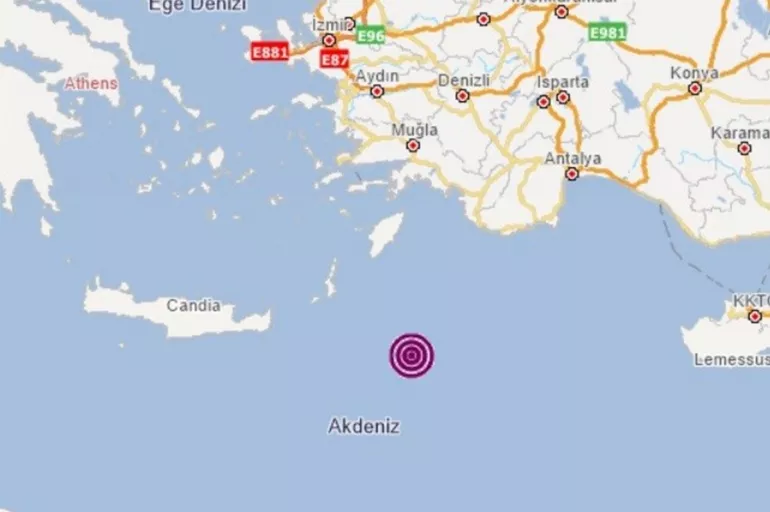Son dakika! Akdeniz'de 6 büyüklüğünde deprem