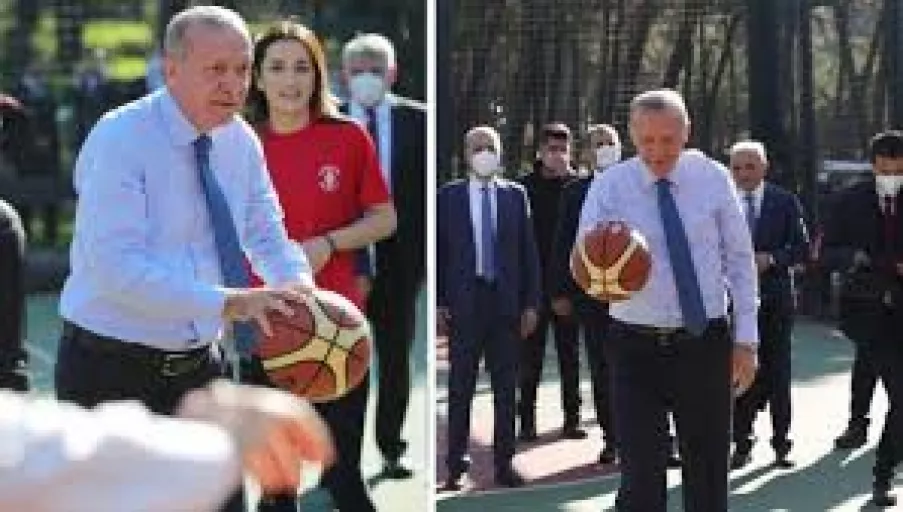 Erdoğan ceketini çıkarıp basket oynadı: Hep siz mi oynayacaksınız ya?