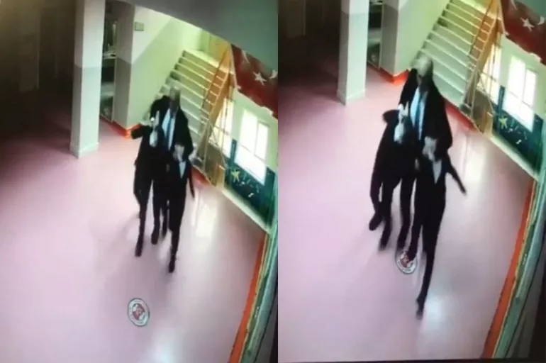 Okul müdürü şiddeti kamerada! Öğrencinin kulağını çekip boğazını sıktı