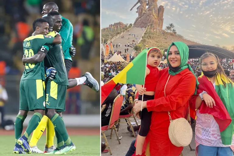 Cumhurbaşkanı galibiyet sonrası kutlamalara katıldı! Afrika Kupası'nda finale yükselen Senegal'de halk sokaklara akın etti