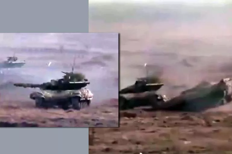 Tanklar çarpıştı! Ukrayna zırhlıları tatbikat sırasında kaza yaptı