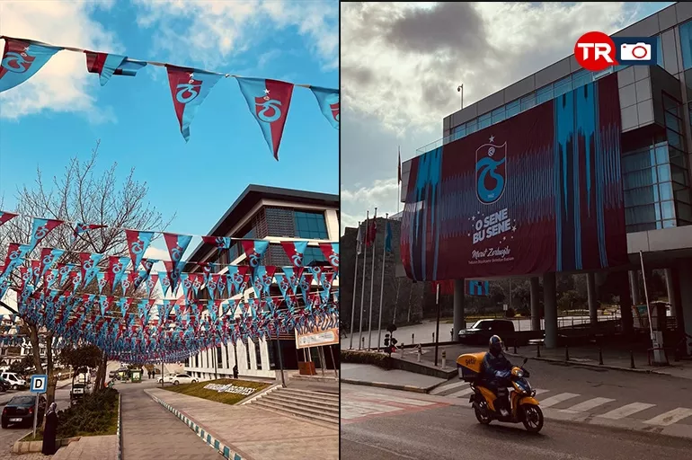 Trabzon şehri tarihi şampiyonluğa hazırlanıyor! Rekor uzunluktaki şampiyonluk bayrağı kentte coşku yarattı