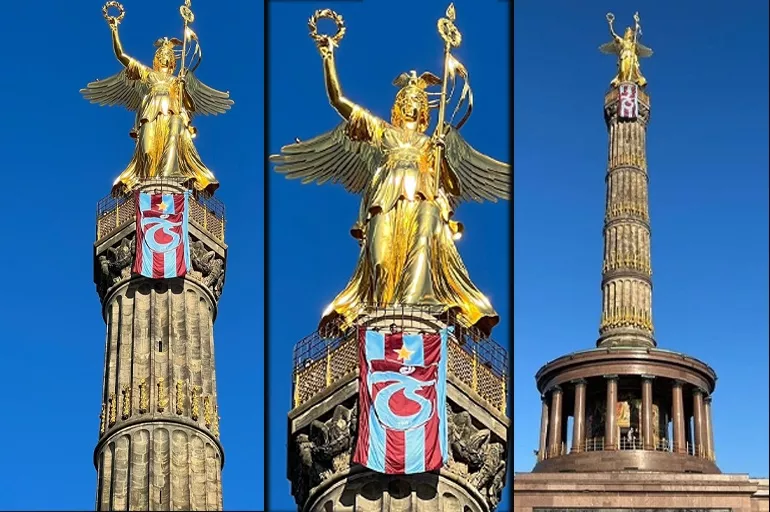 Almanya'da Trabzonspor fırtınası! Berlin Zafer Sütunu'na bayrak asıldı!