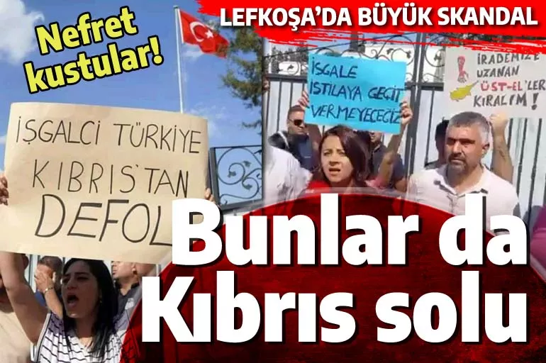 KKTC solcularından skandal eylem: Mustafa Akıncı'nın partisi Türk askerine 'defol' dedi