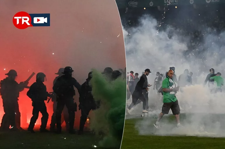 Küme düştüler stadı ateşe verdiler! Saint-Etienne taraftarları sahaya girerek oyunculara saldırdı