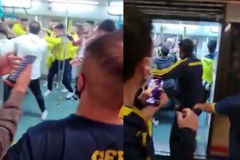 Marmaray'da Fenerbahçe-Trabzon kavgası: Taraftarlar birbirine girdi