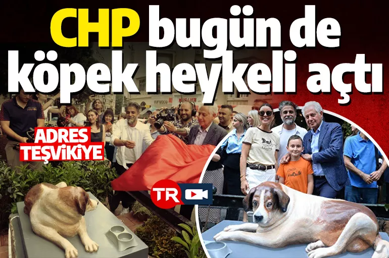 CHP Şişli belediyesi sokak köpeğinin heykelini dikip kurdele kesti