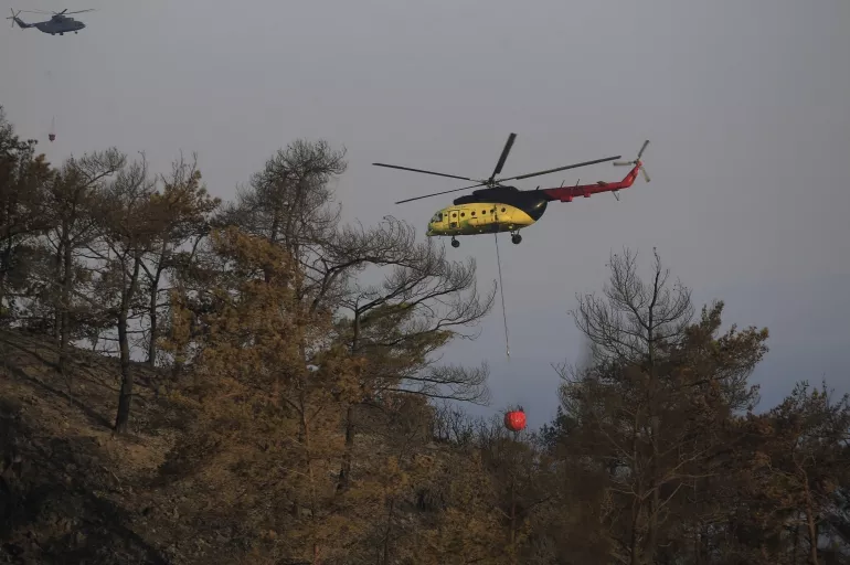 Marmaris'teki orman yangınına müdahale sürüyor: 51 hanede 151 kişi tahliye edildi
