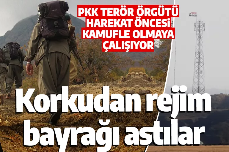 PKK terör örgütü Esed rejimi bayrağıyla kamufle olmaya çalışıyor