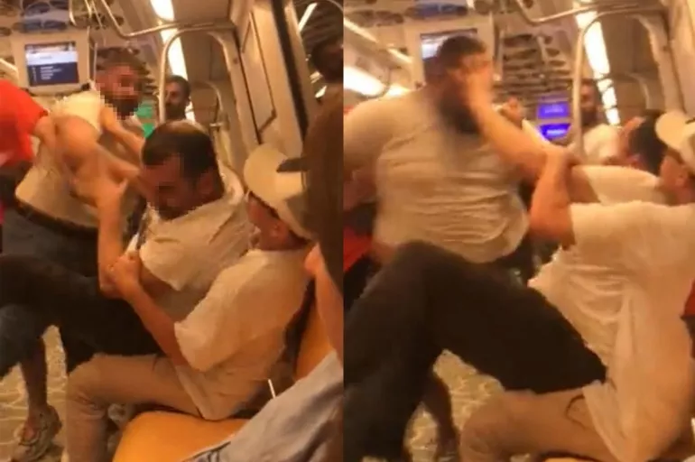 Metroda alkol kavgası! İki yolcu birbirine girdi: Vatandaşlar ayırmakta güçlük çekti