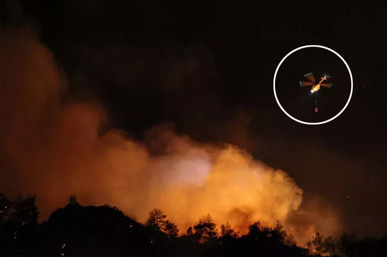 Burdur'da orman yangını! Gece görüşlü helikopterlerle müdahale