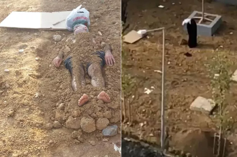 Eşini toprağa gömdü başında dua etti! Savunması herkesi şaşırttı
