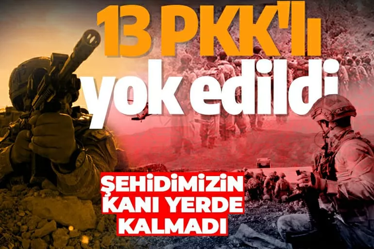Son dakika: Şehidimizin kanı yerde kalmadı! 13 PKK'lı terörist yok edildi