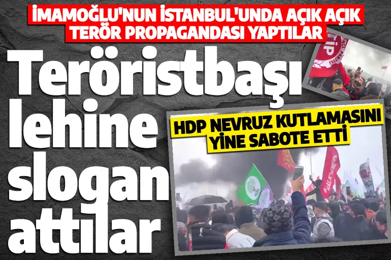 Altılı Masa'nın gizli ortağı HDP'nin Nevruz kutlamasında şaşırtmayan anlar! Teröristbaşı Öcalan için slogan attılar