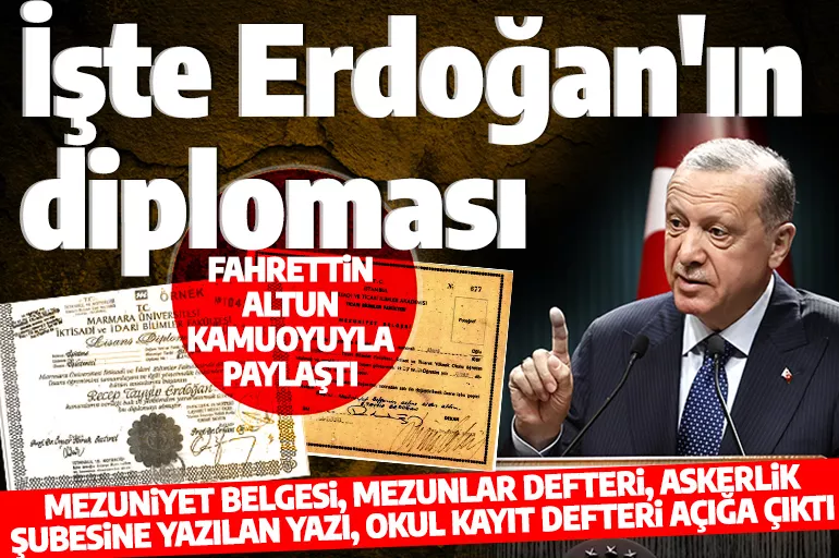 Fahrettin Altun kamuoyuyla paylaştı: İşte Erdoğan'ın belgeli kayıtlı diploması