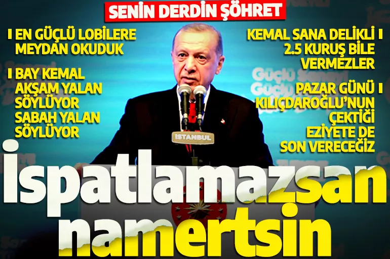 Cumhurbaşkanı Erdoğan'dan Kılıçdaroğlu'na: İspatlamazsan namertsin