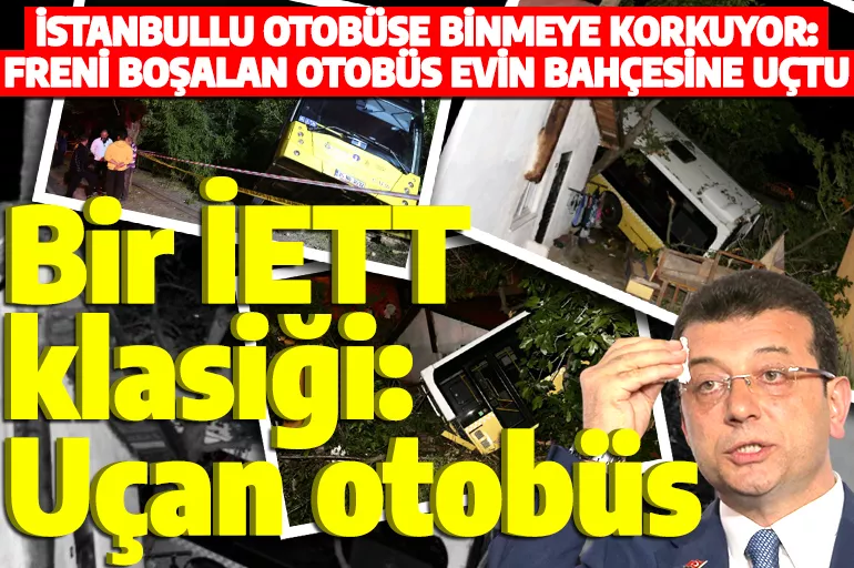 Bir İETT vakası daha! İstanbullu'nun çilesi bitmiyor! Beykoz'da bir otobüs evin bahçesine düştü