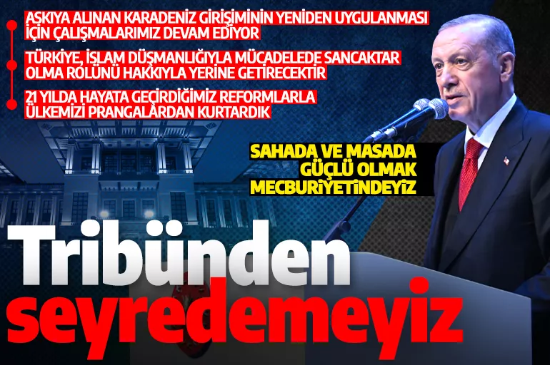 Cumhurbaşkanı Erdoğan: '3 kıtanın kalbinde yer alan Türkiye olayları tribünden izleyemez'