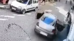 Trabzon'da el freni unutulan araç mahalleyi karıştırdı
