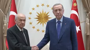 Erdoğan-Bahçeli görüşmesinden ilk görüntüler