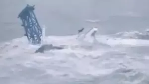 Hong Kong'da şiddetli fırtına gemiyi ikiye böldü