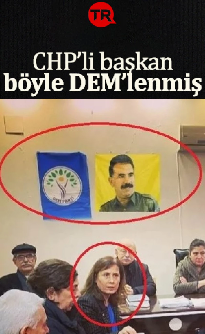 Kirli ittifak bir kez daha ifşa oldu! CHP'li başkan Oya Tekin Öcalan'ın fotoğrafının altında DEM'lenmiş