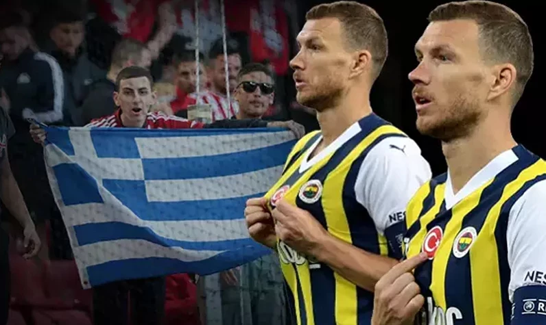 Fenerbahçeli Edin Dzeko, Türk bayrağıyla Yunanistan'ı salladı: Taraftar, oyuncular ve medya çıldırdı