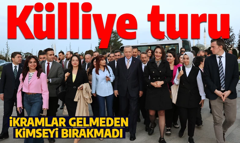 Külliye'de renkli kareler! Cumhurbaşkanı Erdoğan ikramlar gelmeden kimseyi bırakmadı