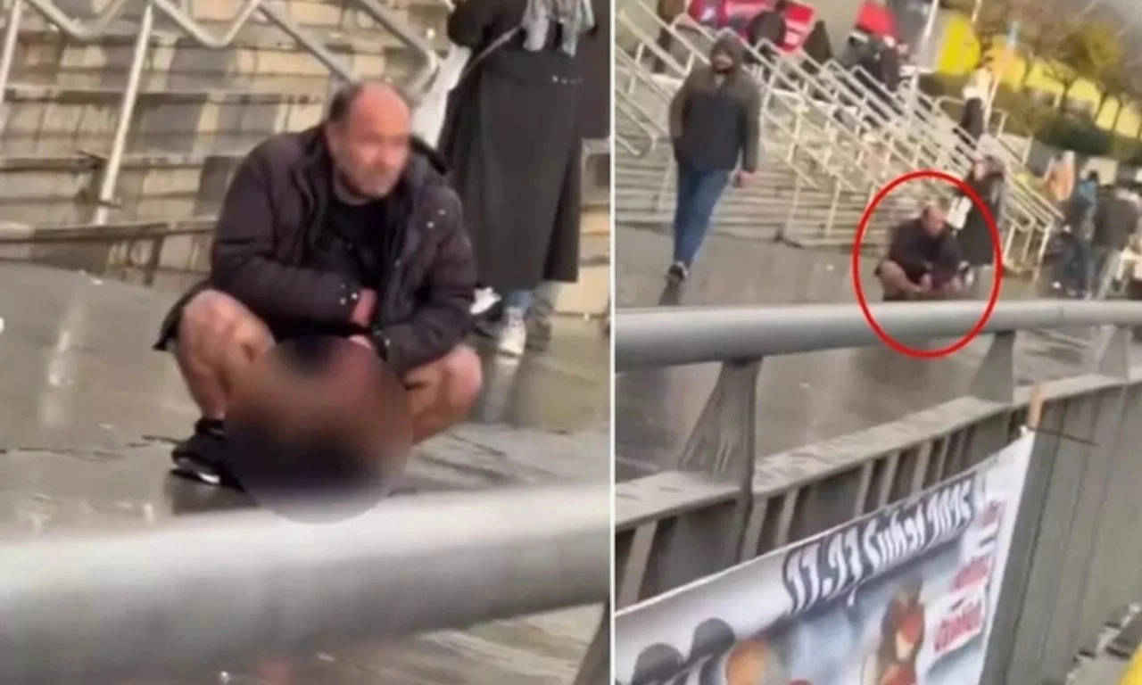 Esenyurt’ta şok olay! AVM önünde kimseye aldırış etmeden tuvaletini yaptı